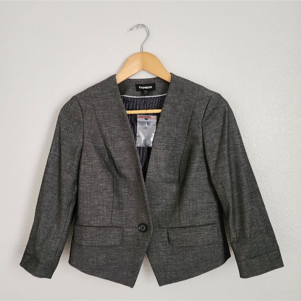 Express Women's Charcoal Cropped Career Casual Blazer Size 6P